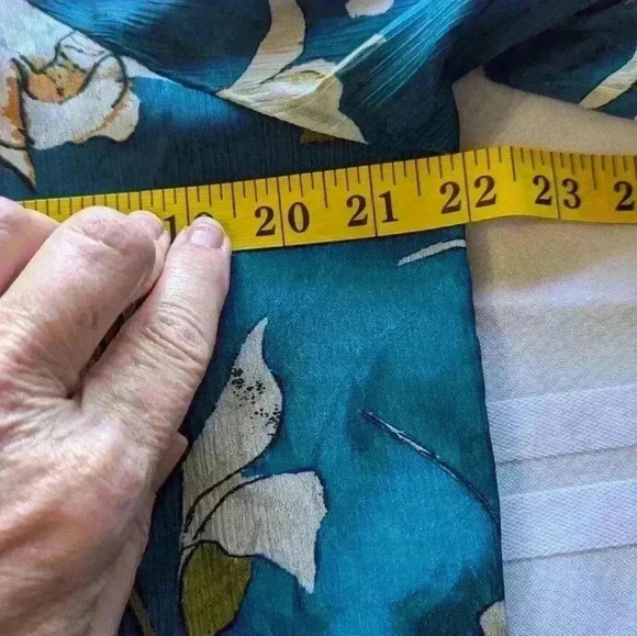 LOVESTICH Love Stitch Women's Med Boho Long Sleeve Blue Green Floral Blouse - Picture 9 of 11